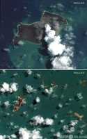 トンガ噴火前後の衛星写真