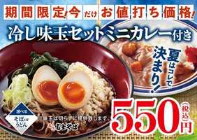 富士そばで「冷し味玉そば」+「ミニカレー」550円 8月末までのお得なセット