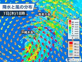 沖縄本島に台風2号が接近中 今夜にかけて強い風雨に警戒